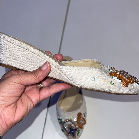 JCREW Collection Beaded Mini-Wedge Mules size 8 - Picture 3 of 10